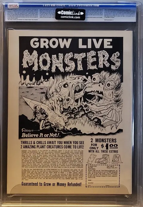 Famous Monsters of Filmland #32 Mar 1965, back cover of the CGC graded slab, graded CGC 9.0