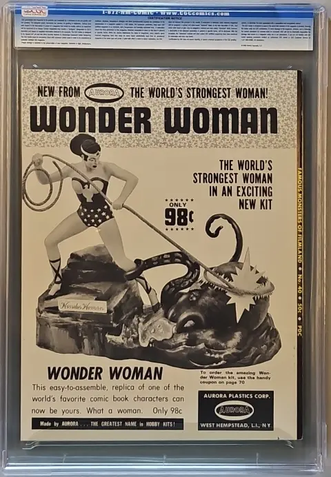 Famous Monsters of Filmland #40 Aug 1966, back cover of the CGC graded slab, graded CGC 9.4