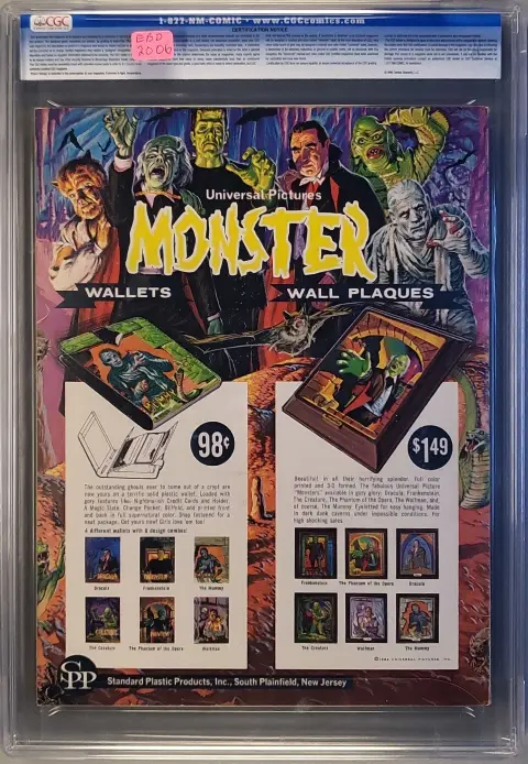 Famous Monsters of Filmland #29 Jul 1964, back cover of the CGC graded slab, graded CGC 9.2