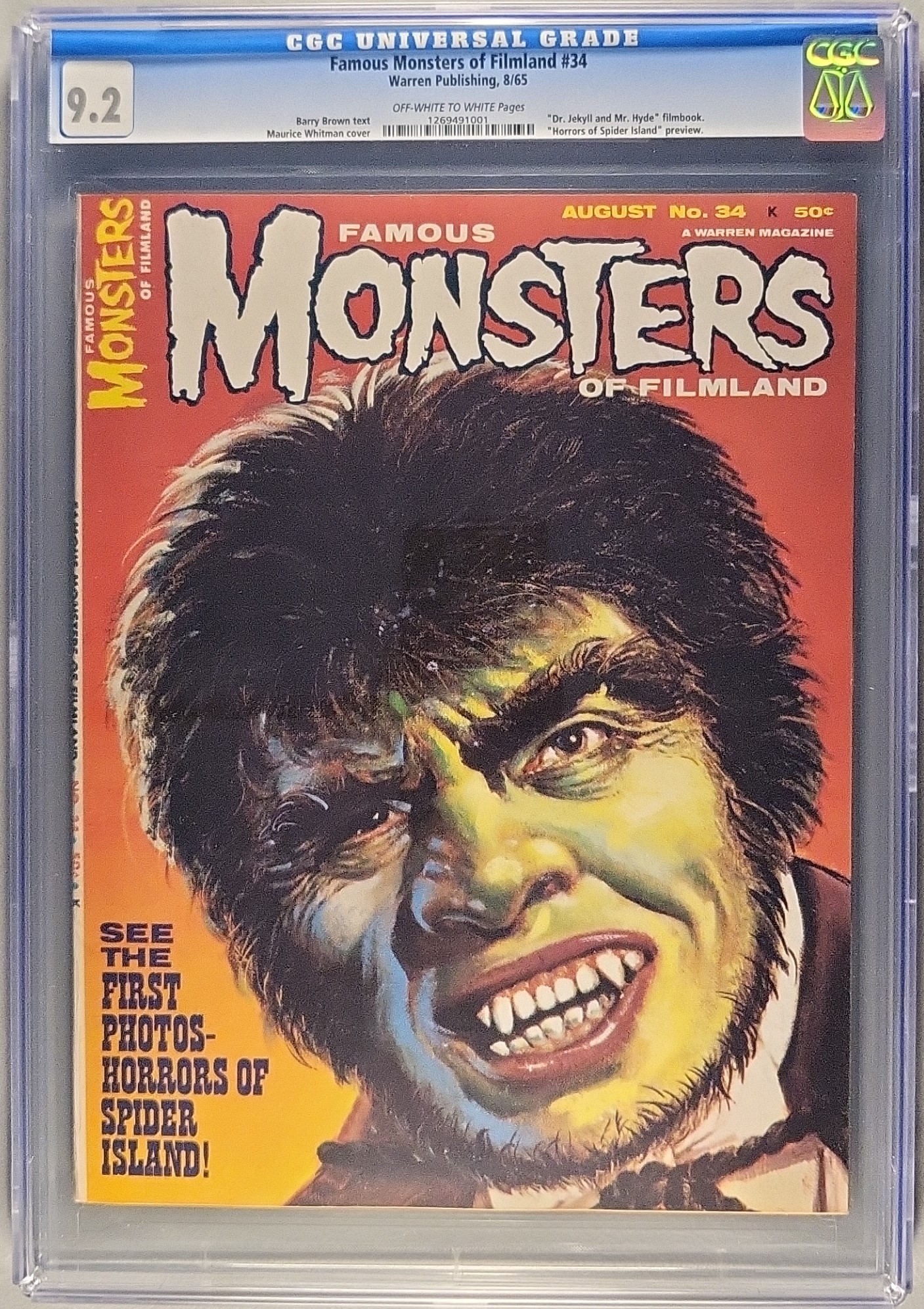 Famous Monsters of Filmland #34 CGC 9.2 OW/W slab