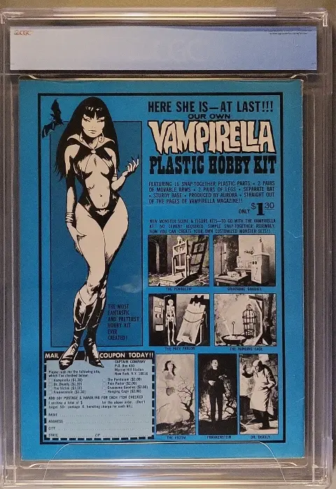 Famous Monsters of Filmland 1972 Yearbook Jul 1972, back cover of the CGC graded slab, graded CGC 8.0
