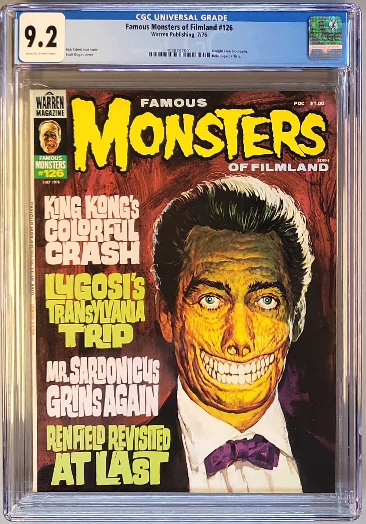 Famous Monsters of Filmland #126 CGC 9.2 CR/OW slab