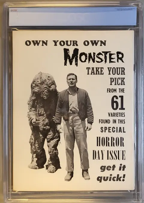 Famous Monsters of Filmland #10 Jan 1961, back cover of the CGC graded slab, graded CGC 4.5