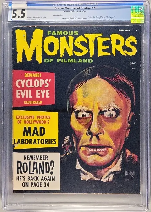 Famous Monsters of Filmland #7 Roland Variant CGC 5.5 OW/W slab