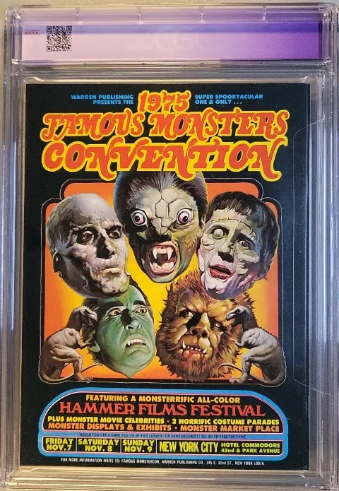 Famous Monsters of Filmland #122 Jan 1976, back cover of the CGC graded slab, graded CGC 9.0
