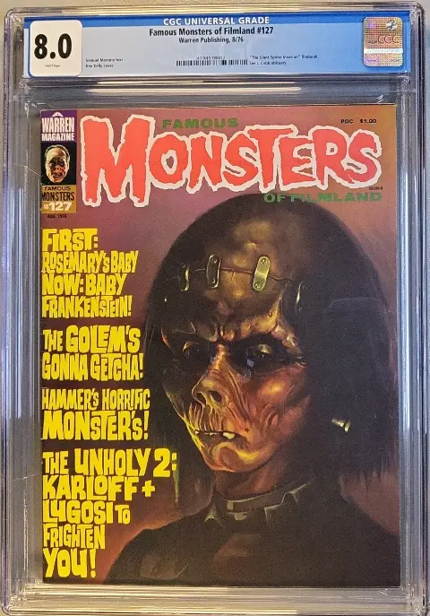 Famous Monsters of Filmland #127 CGC 8.0 White pages! slab