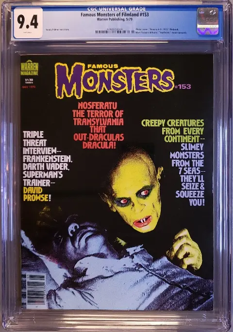 Famous Monsters of Filmland #153 CGC 9.4 White Pages! slab