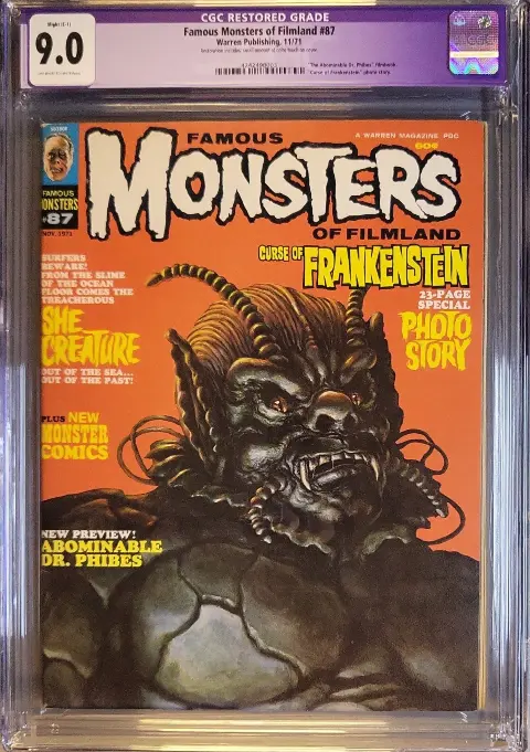 Famous Monsters of Filmland #87 CGC 9.0 C-1 OW/W slab