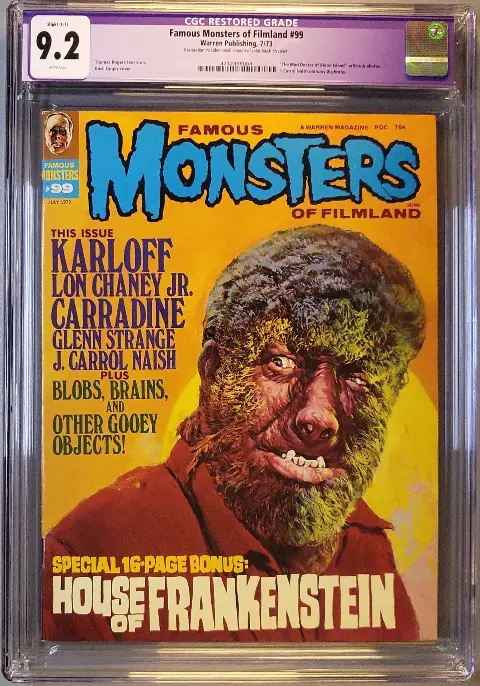 Famous Monsters of Filmland #99 CGC 9.2 C-1 White Pages! slab