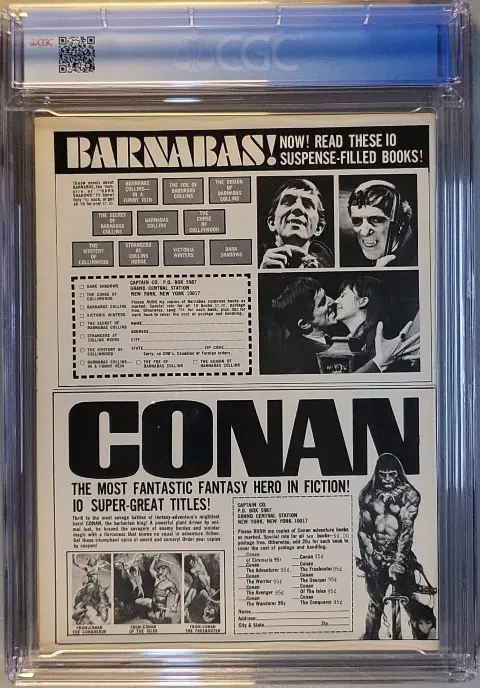 Famous Monsters of Filmland #61 Jan 1970, back cover of the CGC graded slab, graded CGC 8.5