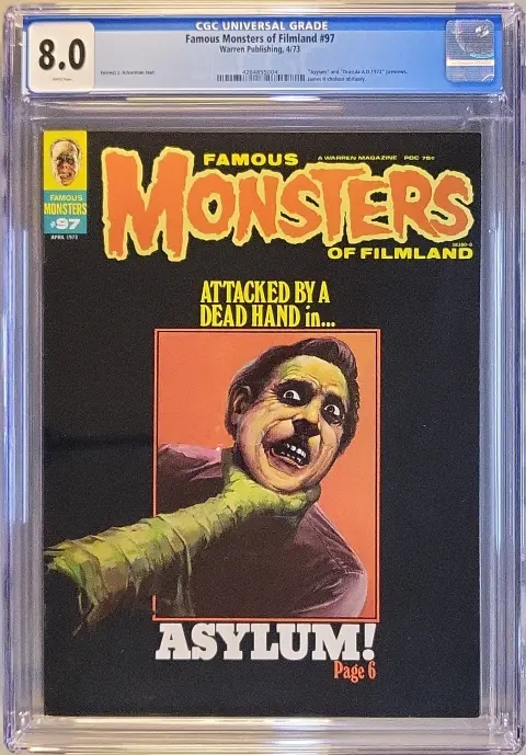 Famous Monsters of Filmland #97 CGC 8.0 White pages! slab