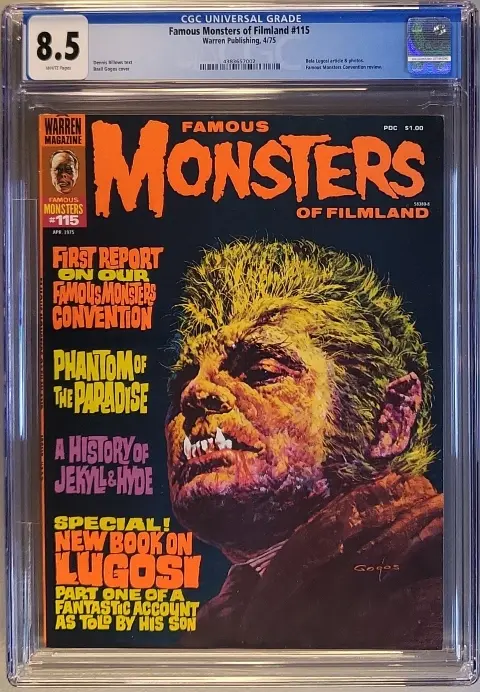 Famous Monsters of Filmland #115 CGC 8.5 White pages! slab