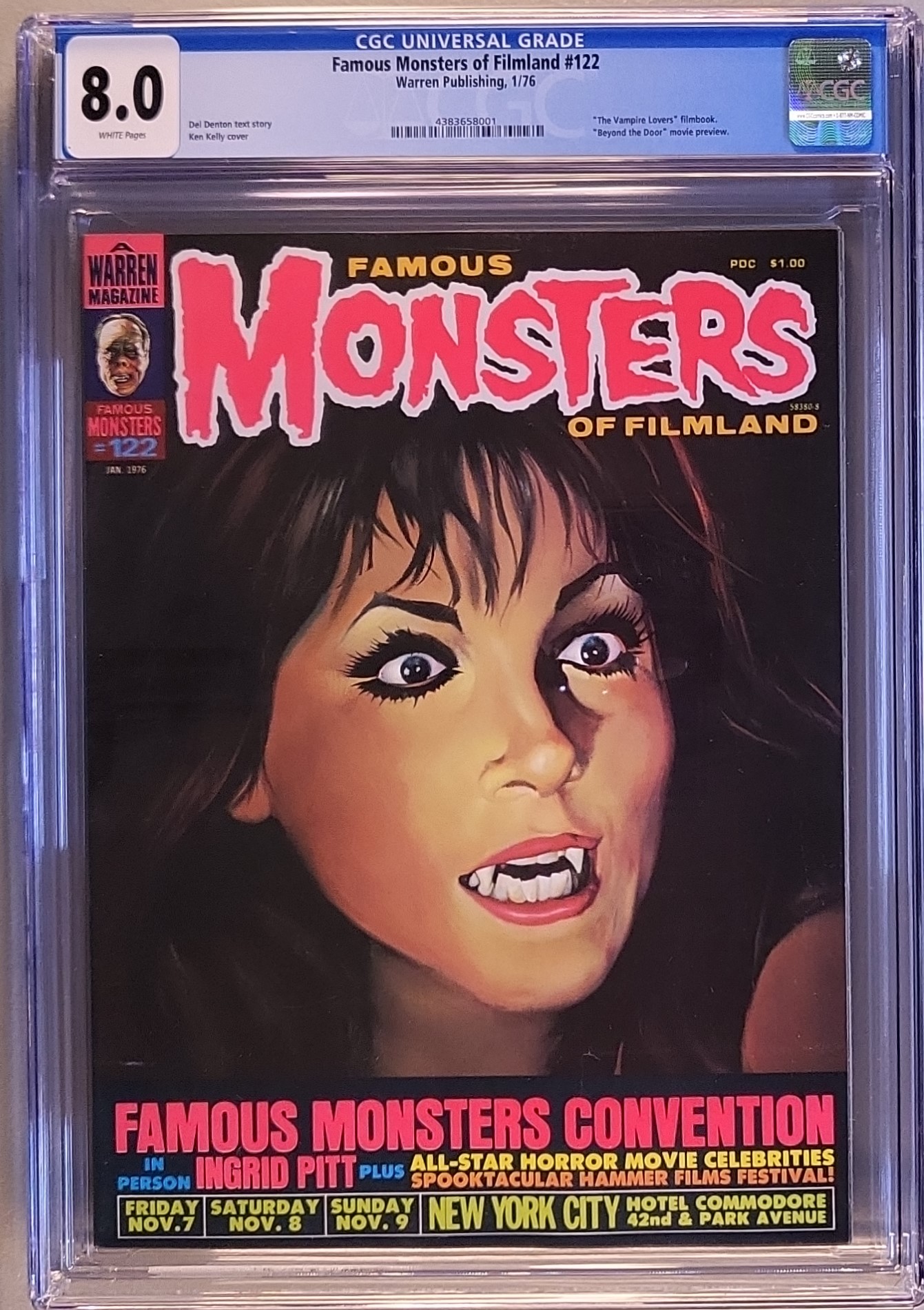 Famous Monsters of Filmland #122 CGC 8.0 White pages! slab
