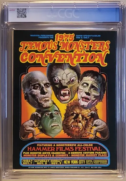 Famous Monsters of Filmland #122 Jan 1976, back cover of the CGC graded slab, graded CGC 8.0