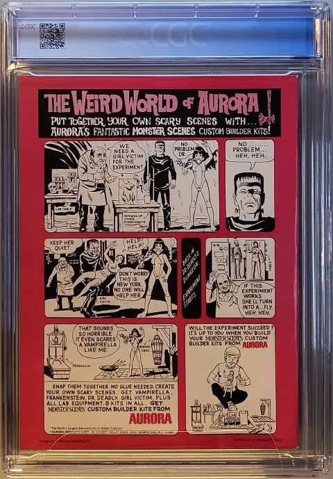 Famous Monsters of Filmland #83 Jul 1971, back cover of the CGC graded slab, graded CGC 9.2