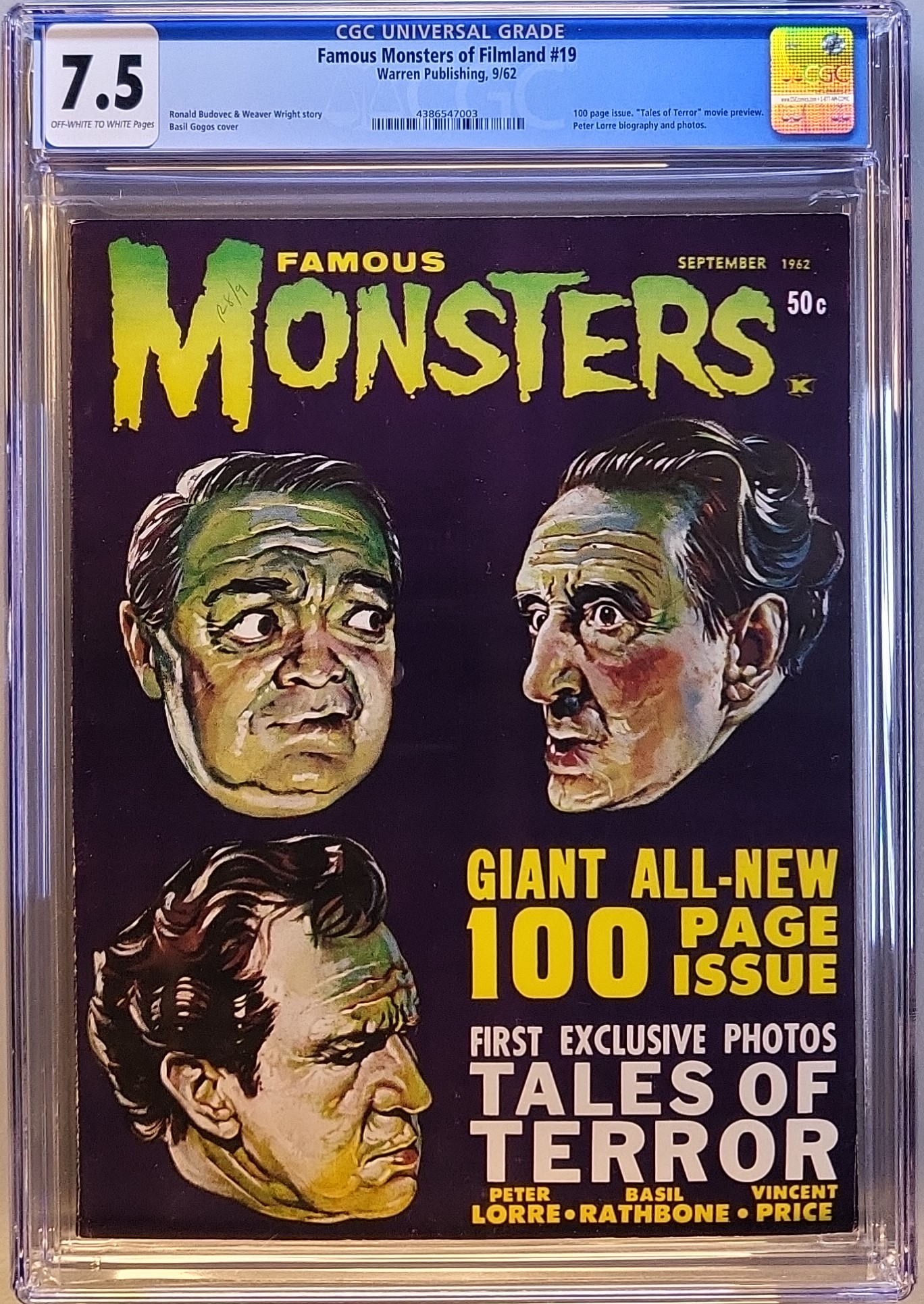 Famous Monsters of Filmland #19 CGC 7.5 OW/W slab