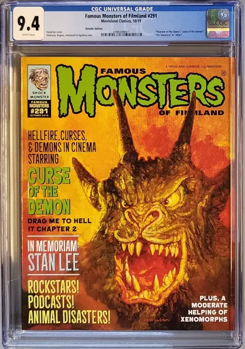 Famous Monsters of Filmland #291 Oct 2019, Retailer Edition, front of the CGC graded slab, graded CGC 9.4