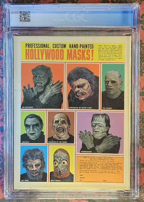 Famous Monsters of Filmland #33 May 1965, back cover of the CGC graded slab, graded CGC 9.6