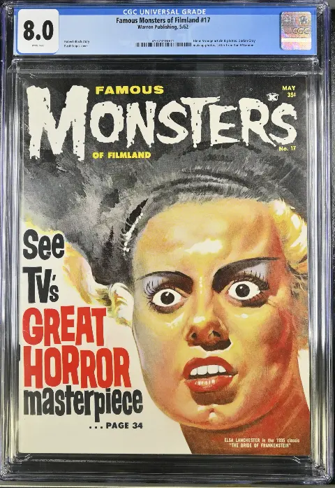 Famous Monsters of Filmland #17 CGC 8.0 White Pages! slab