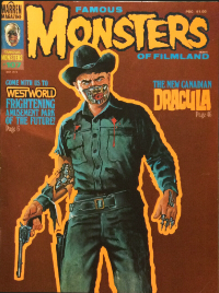 Famous Monsters of Filmland #107 May 1974 cover uncredited painting of Yul Brynner from Westworld featuring sci-fi robot themes