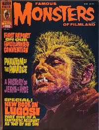 Famous Monsters of Filmland #115 April 1975 cover painting of Henry Hull from The Werewolf of London by Basil Gogos featuring horror werewolf themes