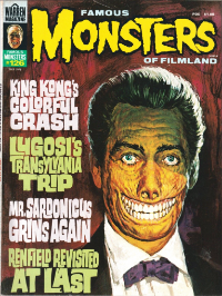 Famous Monsters of Filmland issue #126 July 1976 cover by Basil Gogos featuring grinning Mr. Sardonicus