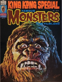 Famous Monsters of Filmland issue #132 March 1977 cover by Basil Gogos featuring mighty King Kong