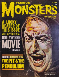 Famous Monsters of Filmland #14 October 1961 cover painting by Basil Gogos of Vincent Price from Pit and the Pendulum