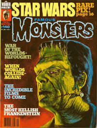 Famous Monsters of Filmland issue #140 January 1978 cover by Maelo Cintron featuring Glenn Strange as Frankenstein Monster