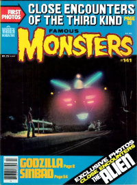 Famous Monsters of Filmland issue #141 March 1978 cover featuring UFO scene with Richard Dreyfuss from Close Encounters of the Third Kind