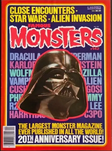 Famous Monsters of Filmland issue #142 April 1978 20th Anniversary fold-out cover featuring Darth Vader over horror genre legends