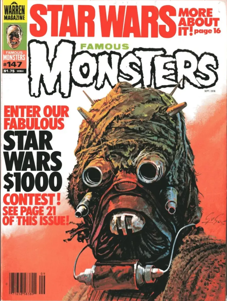 Famous Monsters of Filmland issue #147 September 1978 cover by Basil Gogos featuring menacing Tusken Raider from Star Wars