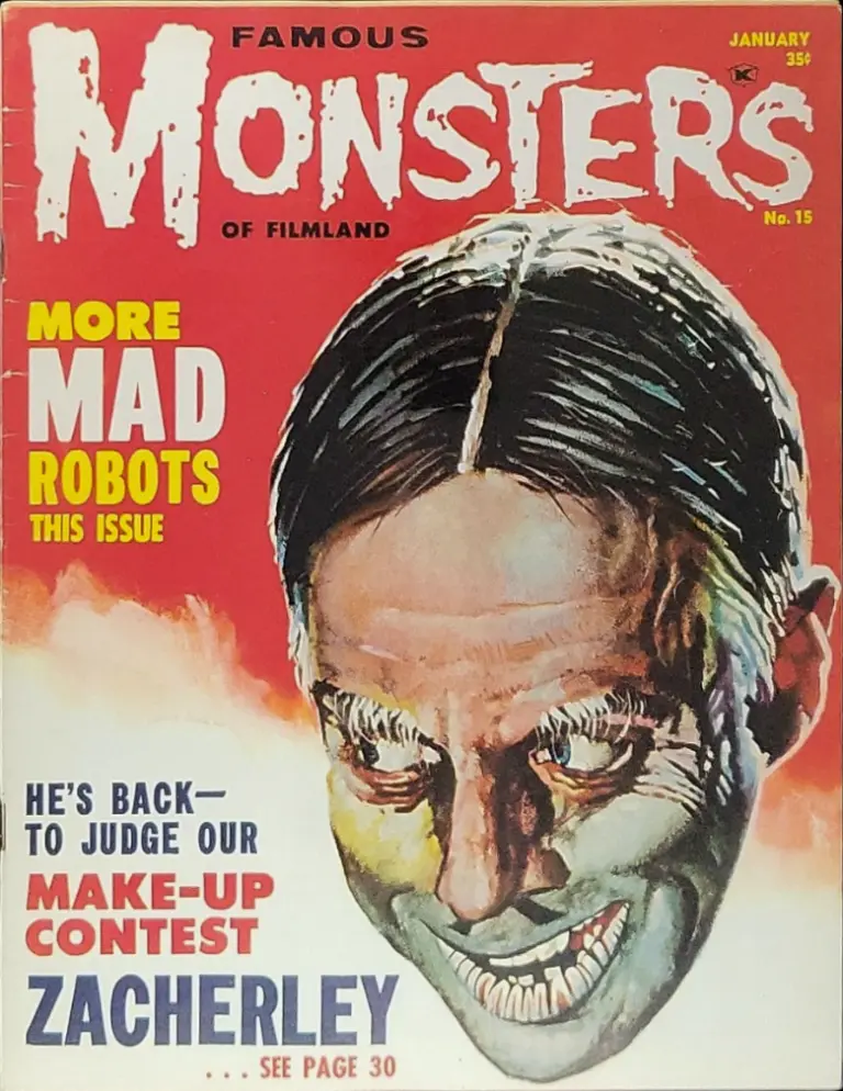 Famous Monsters of Filmland #15 January 1962 cover painting by Basil Gogos of TV horror host Zacherley