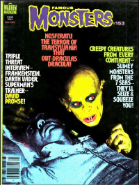 Famous Monsters of Filmland issue #153 May 1979 cover featuring eerie tinted photo of Klaus Kinski as Nosferatu the Vampire