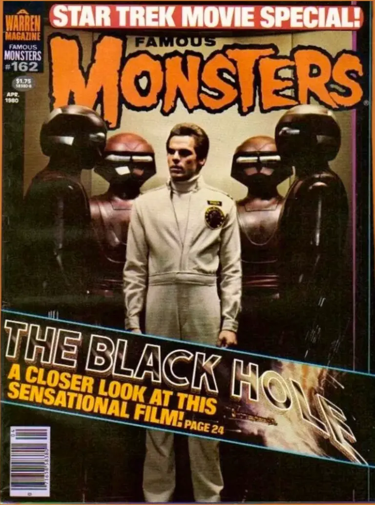 Famous Monsters of Filmland issue #162 April 1980 cover featuring dramatic color still from Disney's sci-fi epic The Black Hole
