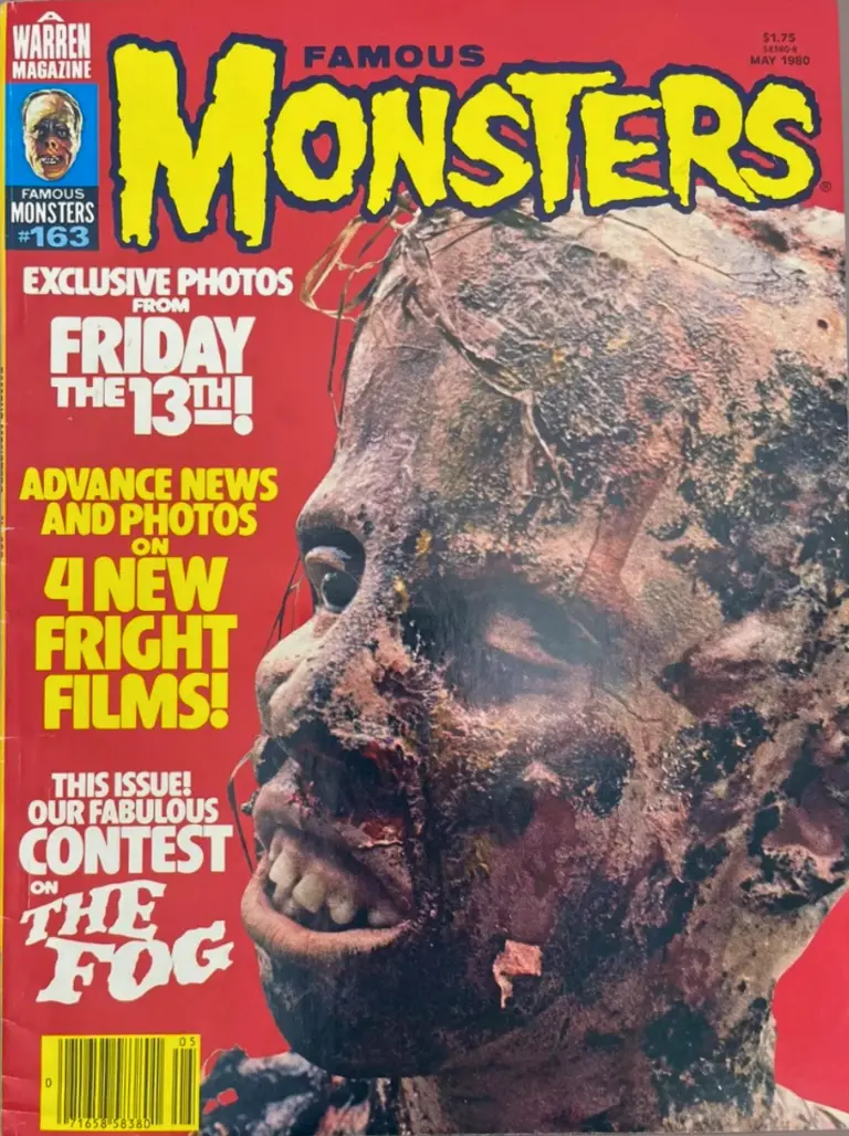 Famous Monsters of Filmland issue #163 May 1980 cover featuring iconic color still of young Jason Voorhees from Friday the 13th
