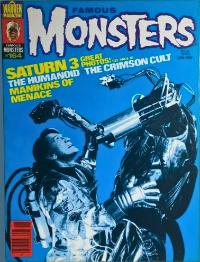 Famous Monsters of Filmland issue #164 June 1980 cover featuring blue-tinted still of Kirk Douglas attacked by robot in Saturn 3