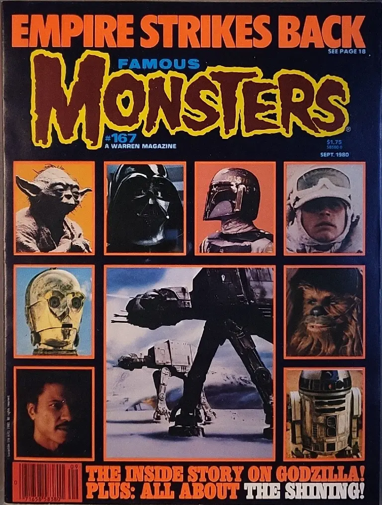 Famous Monsters of Filmland issue #167 September 1980 cover featuring multiple color stills from The Empire Strikes Back