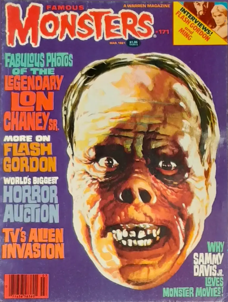 Famous Monsters of Filmland issue #171 March 1981 cover featuring Basil Gogos-style painting of Lon Chaney as The Phantom of the Opera