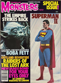 Famous Monsters of Filmland issue #177 September 1981 cover featuring Yoda from The Empire Strikes Back and Christopher Reeve from Superman 2