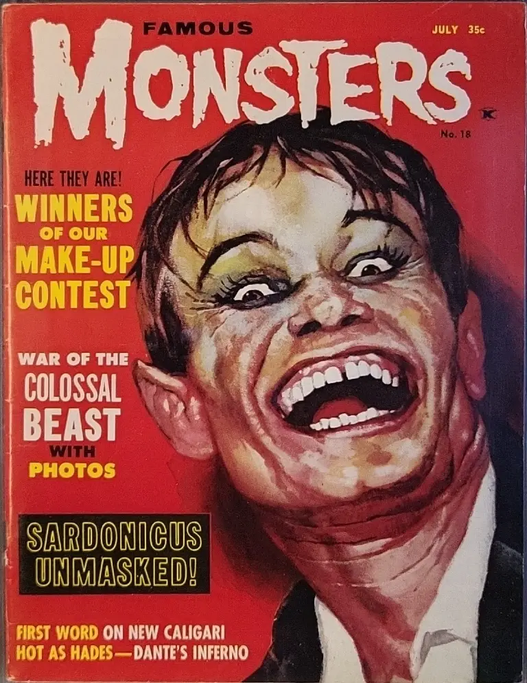 Famous Monsters of Filmland #18 July 1962 cover painting by Basil Gogos of Bernard Jukes as stage Renfield often mistaken for Dwight Frye