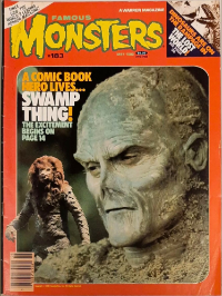 Famous Monsters of Filmland issue #183 May 1982 cover featuring iconic photo of DC Comics' Swamp Thing