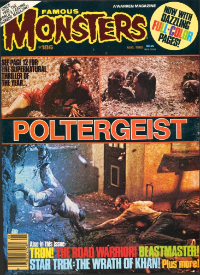 Famous Monsters of Filmland issue #186 August 1982 cover featuring three chilling stills from Poltergeist