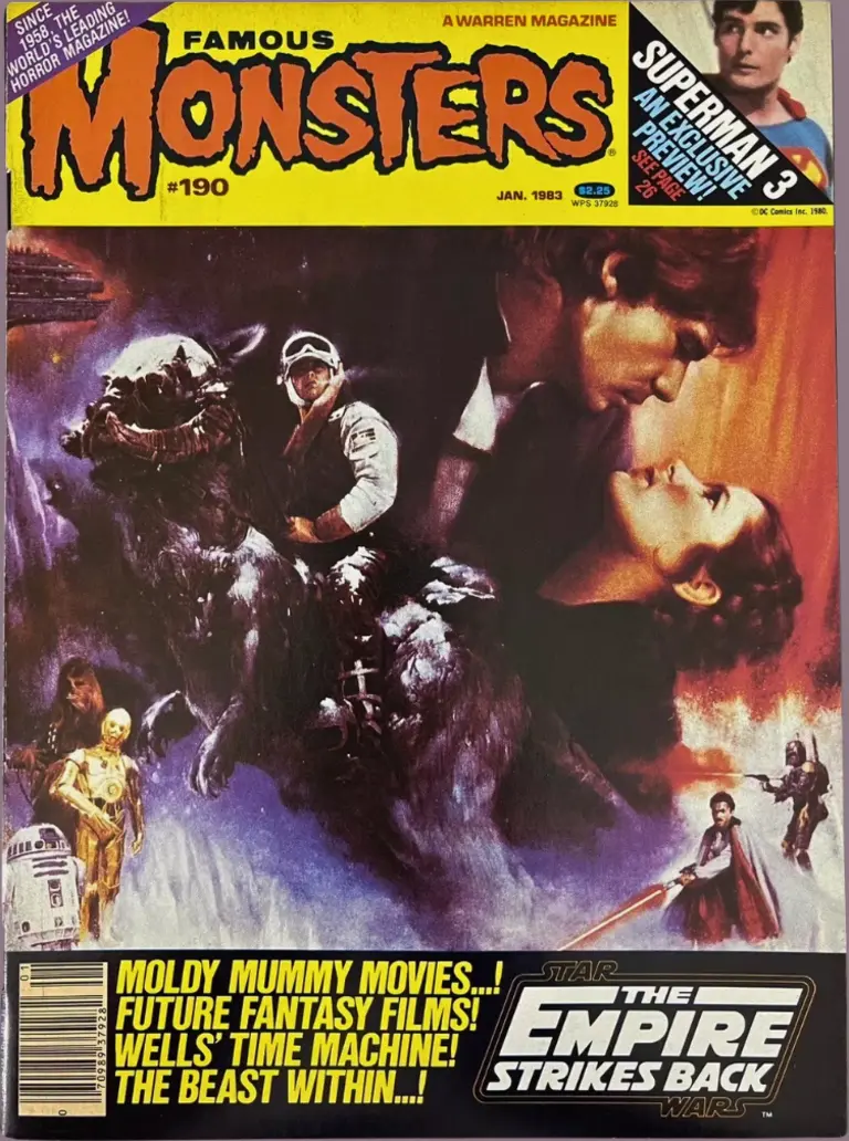 Famous Monsters of Filmland issue #190 January 1983 cover featuring classic poster art from The Empire Strikes Back re-release