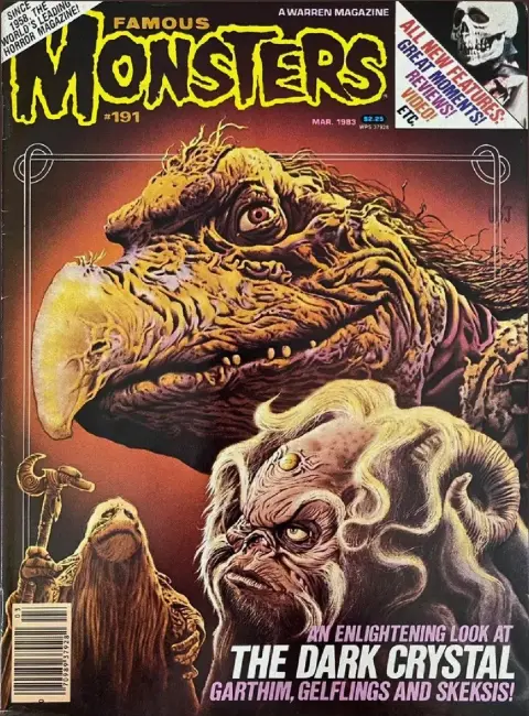 Famous Monsters of Filmland issue #191 March 1983 final Warren issue cover featuring uncredited painting of creatures from Jim Henson's The Dark Crystal
