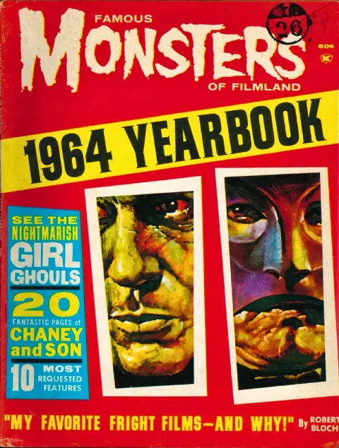 Famous Monsters of Filmland 1964 Yearbook cover featuring details from issues #9 (Vincent Price) and #10 (Claude Rains)