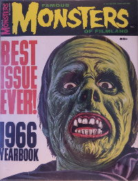Famous Monsters of Filmland 1966 Yearbook cover facsimile of Lon Chaney as The Phantom of the Opera