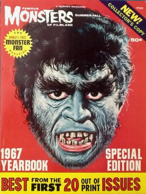 Famous Monsters of Filmland 1967 Yearbook cover featuring Fredric March as Mr. Hyde from Dr. Jekyll and Mr. Hyde