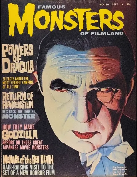 Famous Monsters of Filmland #30 September 1964 cover painting by Russ Jones of Bela Lugosi as Dracula