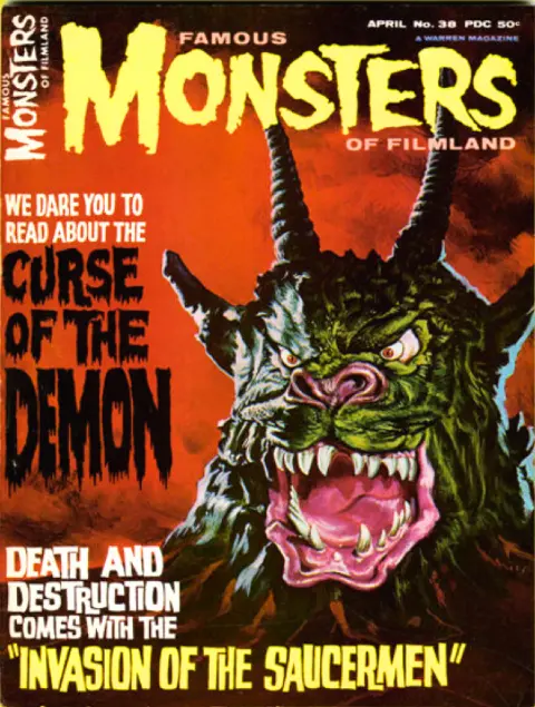 Famous Monsters of Filmland #38 April 1966 cover painting by Vic Prezio of Demon from Curse of the Demon